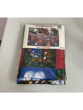 Vintage Christmas Tablecloth Cotton Blend 60 X 84 New